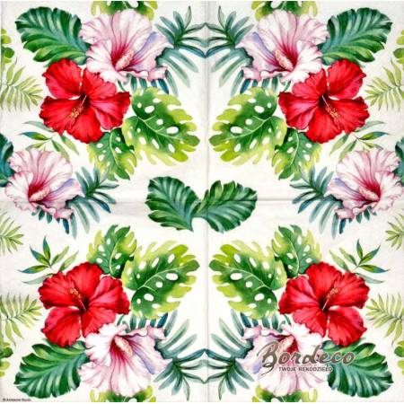 Serwetka decoupage firmy AMBIENTE hibiskusy 33x33cm